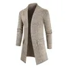 Men' Wool Sweater Medium Length Long Sleeve Pocket Knitting Wool Casual Large Size Thicken Warm Male Coat