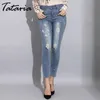 Tataria Denim Skinny Ripped Jeans Women Slim Hole for Distressed Stretch Vintage Woman Summer 210514