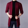 Sweter Płaszcze Męskie Moda Jesień Męskie Slim Long Solid Color Kurtka Dzianiny Moda męska Casual Sweter Cardigan Coats 211109