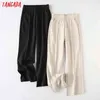 Tangada Winter Mode Frauen Dicke Warme Breite Bein Hosen Hosen Taschen Büro Dame Elegante Pantalon YU144 211124