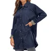 Frauen Windjacke Regenmäntel Lässige Revers Knopftaschen Langarm Mit Kapuze Windjacke Herbst Wasserdichte Outdoor Mantel Plus Größe 210507