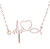 Colliers simples en acier inoxydable stéthoscope électrocardiogramme collier mode amour coeur tour de cou chaîne pour femmes bijoux