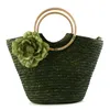 Evening Bags Casual Flower Rattan Large Capacity Tote Round Handle Wicker Woven Women Handbags Summer Beach Big Straw Bali Travel 213k