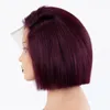 Fashion Brazilian Full Lace Front Wig Short Bob Wigs for Black Women Burgundy Color Synthetic Hair Heat Resistant 150 Density