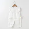 Mädchen-Sommeranzug aus Baumwolle, leichte Kinderkleidung, niedliche Hose im Western-Stil, zweiteilig, Baby-Mädchen P4658 210622