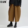 [EAM] Pantalon taille haute élastique Coupe ample Pantalon Mode Printemps Automne 1DE2958 211112