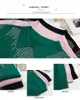 Camisolas das Mulheres Verão Superfície de Verão Lapela Manga Curta Jumper Camisola Fina Stripe Casual Pullover 210604