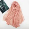 Femmes dentelle perles florales hijab écharpe bandhnu coton foulards musulmans enveloppes de mariage perle bandeau pashmina châles 180*80 cm