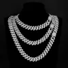 Chains Iced Out Chain Bling Prong Miami Cuban Link Necklaces 15mm Full Crystal Rhinestones Clasp Hip Hop Necklace Bracelet Mens