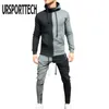 Män joggare kostym uppsättningar patchwork tracksuit man varumärke våren höst sport kostym man hoodies + byxor varm sportkläder herrkläder 210528