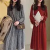 Dress Women Plus Size 4XL Vintage Lovely Lantern Sleeve Retro Pregnant Lady Daily Dresses Ins Soft Chiffon Korean Womens Vestido Y1006