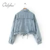 Fashion Women Denim Jackets Coats Streetwear Cotton Ripped Cropped Jeans Jacket Casual Outwear 210415