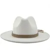 가을 겨울 태양 모자 여성 남성 Fedora 클래식 넓은 브림 펠트 플로피 Cloche 모자 chapeau 모방 양모 L XL 211227