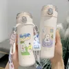 Cartoons Rvs Vacuümfles Koffie Melk Travel Cup Schattig Beer Waterfles Geïsoleerd