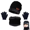 3 pièces hiver enfants bonnet chapeau écharpe bouche masque ensemble tricoté chaud polaire Ski extérieur pompon fille garçon enfant visage garder