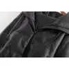 Vintage Hooded Faux Leather Parkas women PU Coats Korean warm thick parkas mujer plus size winter jacket 210521