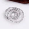 Circle Round Zircon Sterling Settings Silver 925 Pendant DIY Jewelry Findings for Big Pearl 5 Pieces