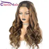 Выделите медовую блондинку U Part Wavy Human Hair Wig для чернокожих женщин раскрашены 4/27 волна тела бразильская девственная глупость натуральных париков невидимы