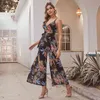 Fashion jump suits for women retro style beach holiday print sexy split casual jumpsuits elegant loose jumpsuit 210520