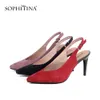 SOPHITINA Basic Woman Pumps Casual Handmade Thin Heels Pointed Toe Genuine Leather Buckle Strap Shoes Classics Sexy Pumps PC139 210513