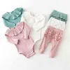 Born neonata vestiti set carino casual pagliaccetto floreale + pantaloni primavera estate tracksuit outfit infantili 210816