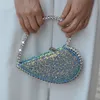 Diamant Rode Avond Clutch Bags Metalen Handvat Cirkel Purse Designer Chic Strass voor Vrouwen Bruiloft Flappen