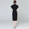 Kvinnor avancerade klänningar Kortärmad Lapel Tryckt Business Dress Summer Midi Dress Temperament Elegant Lady Dress Office Party Dresses