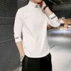 2020カシミアTシャツメンズ長袖刺繍レターTシャツHomme TurtleNeckストリートウェアカジュアルTシャツ男性ファッションティーY0322