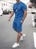 Tute da uomo Stile Tutto cotone Camicia casual a maniche corte T-shirt Pantaloncini da allenamento 2 pezzi Estate 2021Tuta da uomo Moda Jog Abbigliamento sportivo