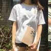 T-shirt da donna a maniche corte larghe in cotone fresco dolce semplice regolare frutta estiva ricamata College Wind Patchwork 210623