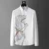 Marka lüks erkek gömlek sonbahar uzun kollu ince casual gömlek iş sosyal örgün elbise Streetwear 220309