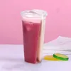 100 pezzi DHL 600ML Bicchiere a doppia quota a forma di cuore Bicchiere usa e getta in plastica trasparente con coperchi Tazze di succo di tè al latte per coppia di innamorati