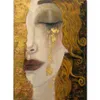 Arte da parede pintura a óleo o beijo gustav klimt reprodução da lona retrato mulher arte moderna ouro banheiro escritório romântico casa d254n