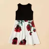 Varış Yaz Sevgililer Günü Serisi Gül Baskı Tankı Mommy ve Me için Elbise 210528