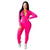 Vrouwen trainingspakken 2 stuks outfits Desinger SweatSuit lange mouw ziper jas jas roze fiets joggers set plus size vrouw kleding3849686