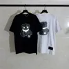 Мужская мода хип-хоп медведь рефлексивное ожерелье большой логотип печати футболка, прямые спрей вскользь высокий уличный стиль