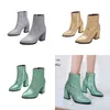 Botte femmes bottines chaussures décontractées talon haut paillettes pointu côté fermeture éclair vert chaussons courts femme automne hiver brillant grand 1211