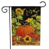 47 * 32cm Thanksgiving jardin drapeau lin motif double face dinde citrouille drapeau bienvenue automne bannière FlagsT2I52734