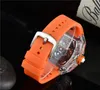 Mens Watch Luxury Designer Sport Watches Fashion Transparent case 45mm Chronograph Wristwatches Silicone Strap Quartz Men Clock