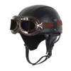 오토바이 헬멧 가죽 빈티지 카스코 모토 오픈 페이스 레트로 하프 헬기 바이커 파일럿 도트 헬멧