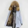 CXFS Real Fur Coat Winter Jacket Women Long Parka Waterproof Natural Raccoon Collar Hood Thick Warm Liner 211220