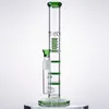 Green Blue Clear Hookahs 12 Inch Straight Tube Glass Bongs Triple BeeComb Perc Birdcage Percolator Water Pipes 18mm Joint Oil Dab Rigs With Bowl