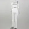 여성용 트랙스 Jillperi Strapless 코르셋 자르기 탑 및 플레어 바지 세트 단단한 허리 여성 섹시한 복장 우아한 캐주얼 레깅스 2 조각