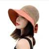 Fabriksversion Kvinnors Bucket Koreanska Splicing Tunna Cut Fisherman Out Bow Sun Protection Round Wide Brim Summer Hat