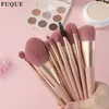 Make-up borstels fuque 11 stks roze set soft haar poeder fundering wenkbrauw oogschaduw blush make-up schoonheid cosmest tools kit 2021