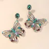 Big Statement Butterfly Studs Earring Women Colorful Rhinestone Diamond Drop Earrings Gifts Fashion Animal Design Street Party Charm Jewelry Accessories