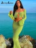 Jacuqeline Summer Elegant Dress for Women Womans Lace Tops And Maxi Skirt Set Beach Sexy Outfits See Through Two Piece Sets 220221