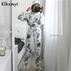 Klkxmyt High Street Vintage Taille Tie-Dye Print Jogginghose Frauen Pantalones Mujer Pantalon Femme 210527