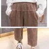 Harajuku Velvet Warm Woman Pants Autumn Winter Loose Elastic Waist Corduroy Ladies Trousers Casual Streetwear Harem 11610 210508