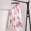 Surmiitro Long Skirt Women For Spring Summer Lady Korean Style White Black Chiffon Sun School High Waist Midi Female 210629